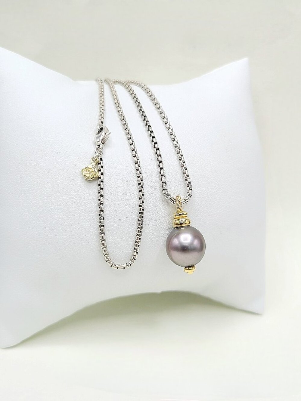 David Yurman Tahitian Pearl Pendant Necklace w/ 18K Yellow Gold - 16" - RARE